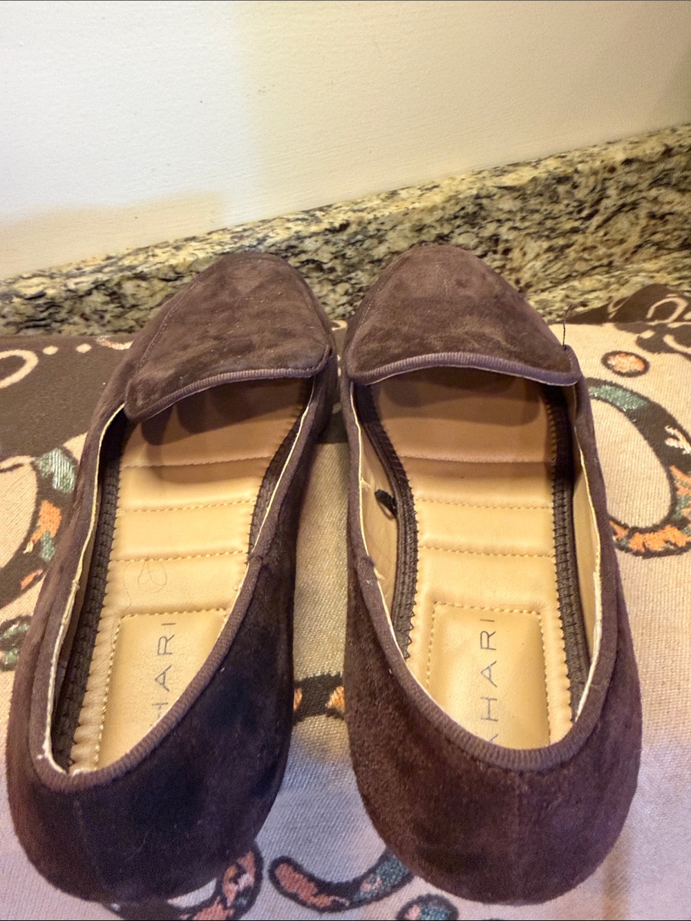 Tahari Brown Suede Loafers with Almond Toe - Picture 5 of 7